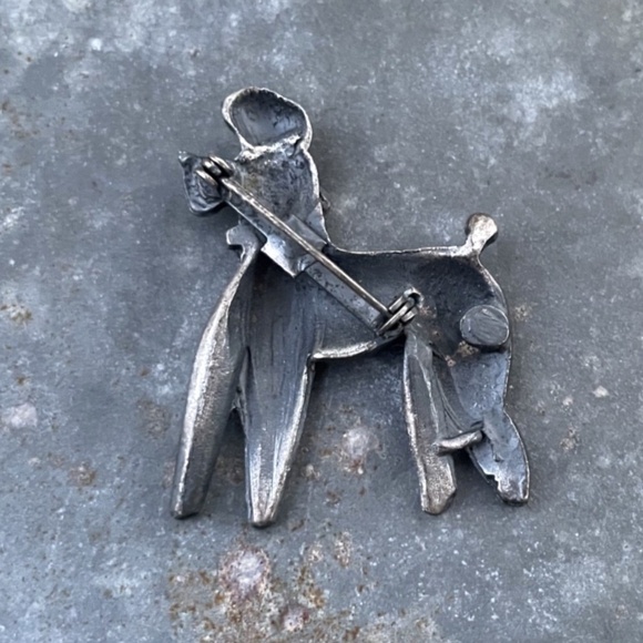 Vintage Sterling Sassy Poodle Dog Brooch - Picture 2 of 2